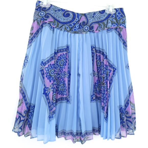 INC International Concepts Pleated Skirt SZ 2 Paisley Blue, Summer Banded Waist - Picture 1 of 3
